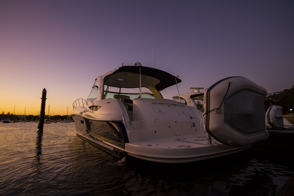 Pacific 52 Sea Ray Sundancer at Dusk